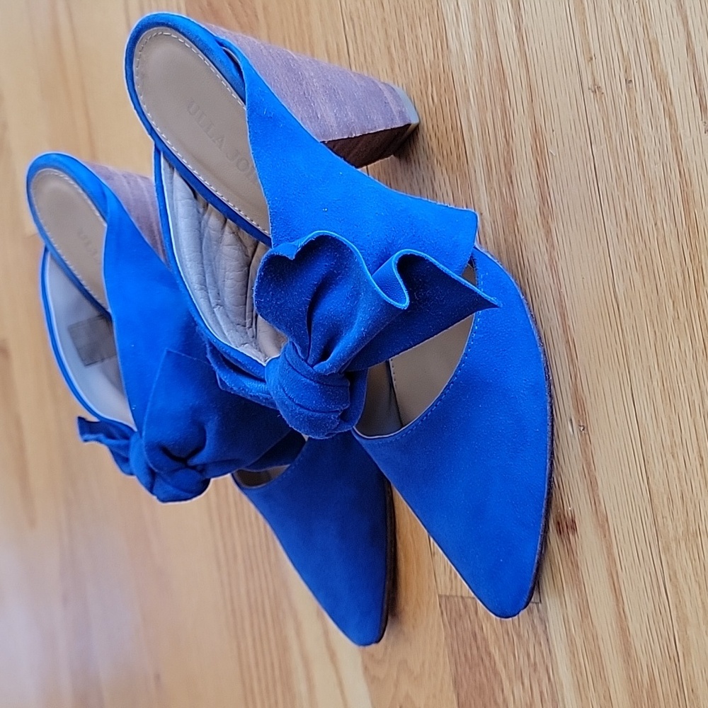 Ulla Johnson Royal Blue Heels with Bow Accent - Picture 11 of 16